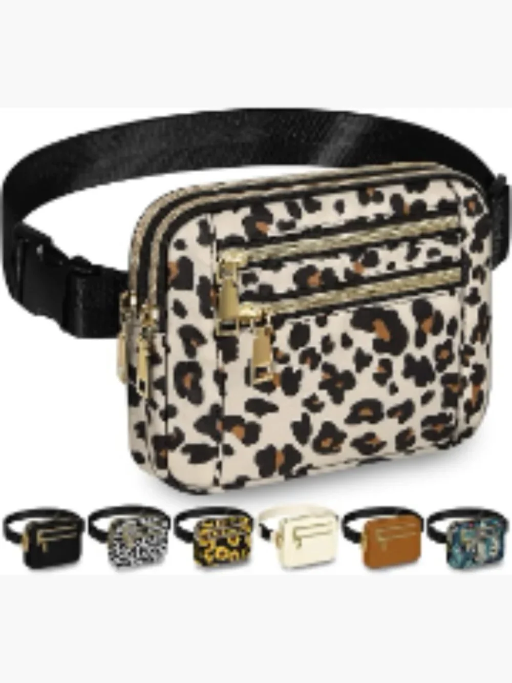 Water-Resistant Fanny Pack 4 Pocket Waist Bag with Adjustable Strap for Travel